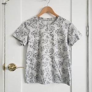 Upcycled Ecothreads Flower Tee Gray M Womens - 100% Organic Cotton